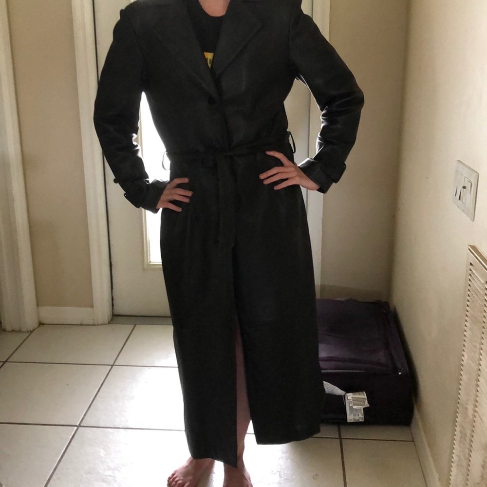 Kenneth Cole Reaction Black Leather Coat